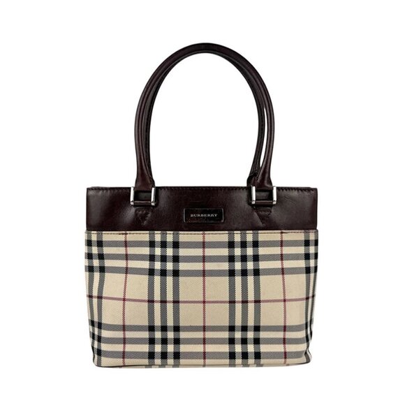 BURBERRY Nova Check Handbag Beige/Brown Nylon Canvas/Leather - Picture 1 of 13